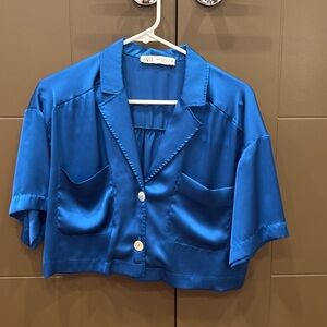 Zara cropped button down shirt - XS